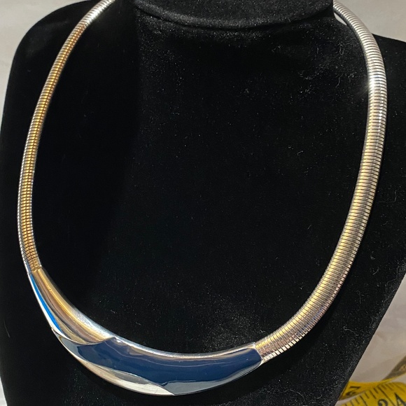 Silver tone Choker BoHo necklace Torque - Picture 1 of 13